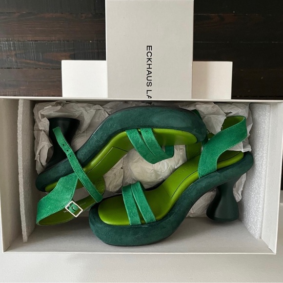 Eckhaus Latta Green Raft Heeled Sandals - Picture 2 of 3